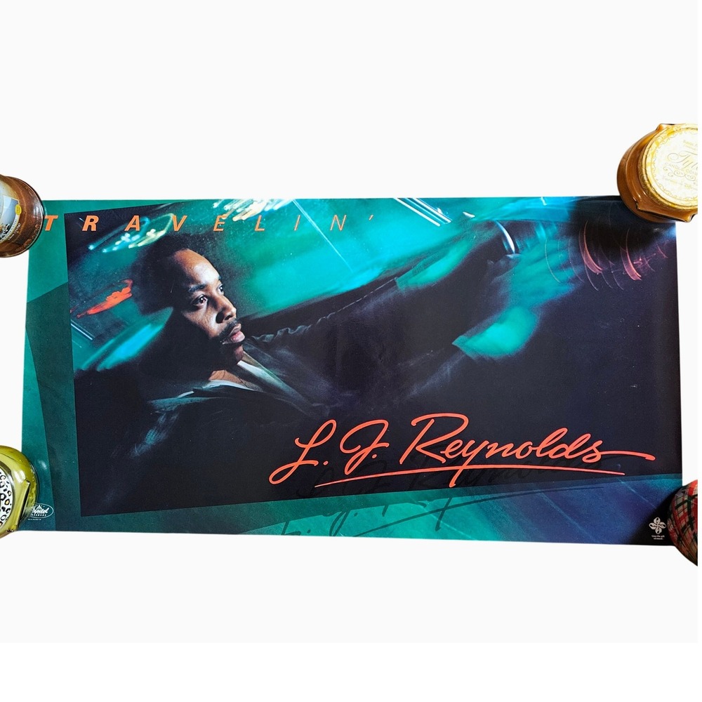 L.J. Reynolds Travelin' Vintage 1982 Promo Album Poster 15x30 Capitol Funk‎ Soul